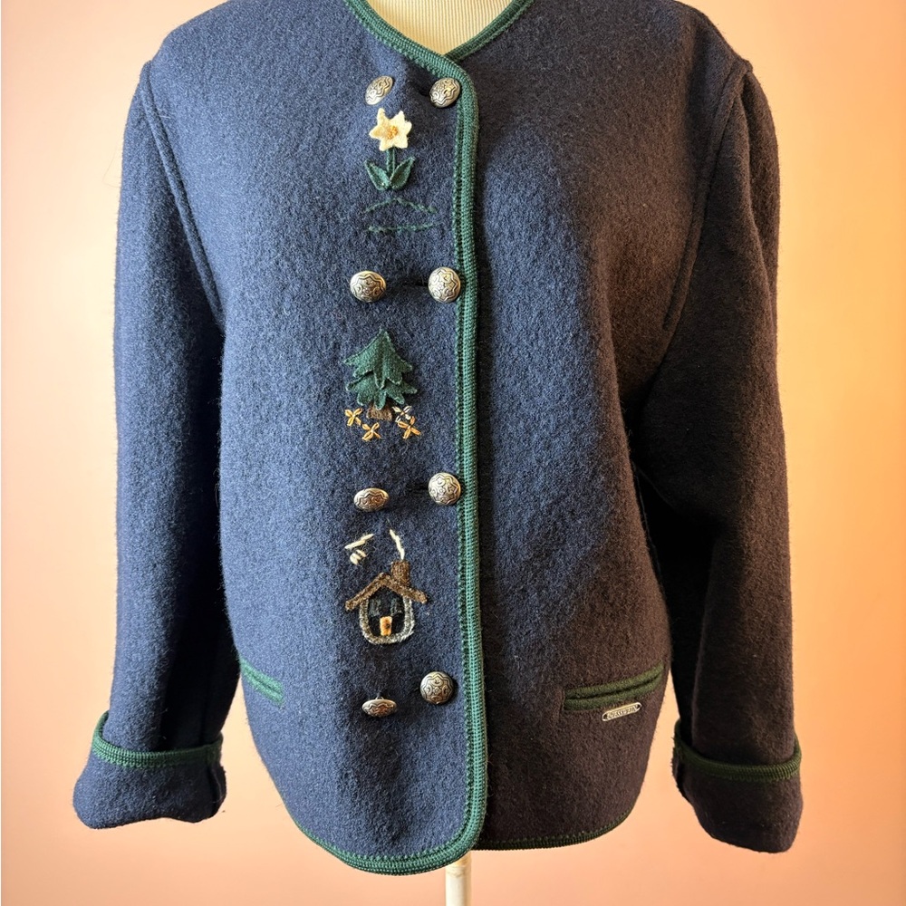 Giesswein Navy Blazer with Forest Green Accents